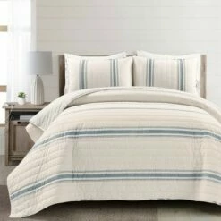 Coupon ❤️ Lush Decor 3pc Farmhouse Stripe Quilt - Lush Décor Navy 😍