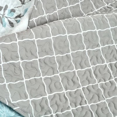 Best Sale 🔔 Lush Decor 3pc Aprile Reversible Quilt Set - Lush Décor Yellow/gray 🤩 5 Best Sale 🔔 Lush Decor 3pc Aprile Reversible Quilt Set - Lush Décor Yellow/gray 🤩 - Image 3