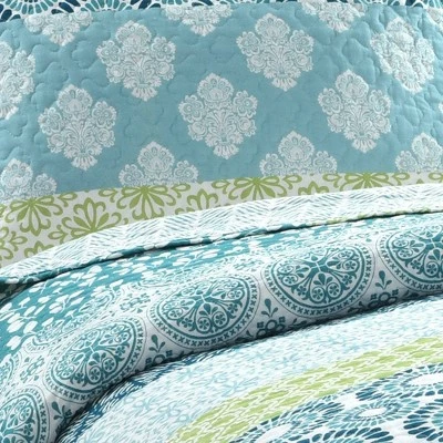 Buy 👏 Lush Decor Bohemian Stripe 3 Piece Quilt Set - Lush Décor Blue/green 👍 4 Buy 👏 Lush Decor Bohemian Stripe 3 Piece Quilt Set - Lush Décor Blue/green 👍 - Image 2