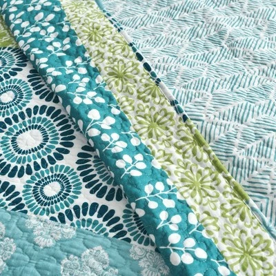 Buy 👏 Lush Decor Bohemian Stripe 3 Piece Quilt Set - Lush Décor Blue/green 👍 6 Buy 👏 Lush Decor Bohemian Stripe 3 Piece Quilt Set - Lush Décor Blue/green 👍 - Image 4