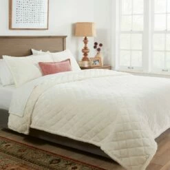 Buy 🔥 Sherpa & Plush Reversible Quilt - Threshold™ Cream 🔔