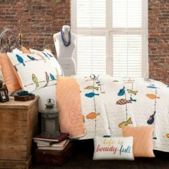 Promo 🌟 Lush Decor 7pc Rowley Birds Quilt Set - Lush Décor White 😍