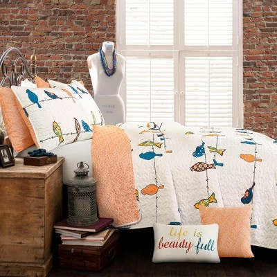 Promo 🌟 Lush Decor 7pc Rowley Birds Quilt Set - Lush Décor White 😍 3 Promo 🌟 Lush Decor 7pc Rowley Birds Quilt Set - Lush Décor White 😍