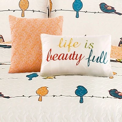 Promo 🌟 Lush Decor 7pc Rowley Birds Quilt Set - Lush Décor White 😍 4 Promo 🌟 Lush Decor 7pc Rowley Birds Quilt Set - Lush Décor White 😍 - Image 2