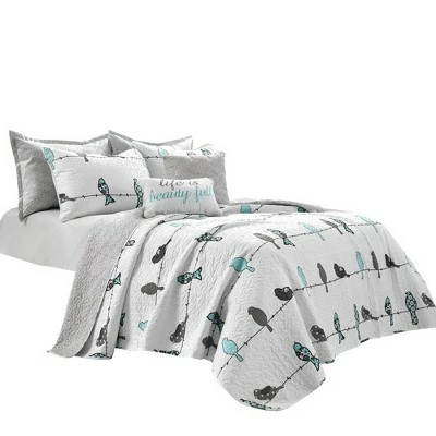 Promo 🌟 Lush Decor 7pc Rowley Birds Quilt Set - Lush Décor White 😍 7 Promo 🌟 Lush Decor 7pc Rowley Birds Quilt Set - Lush Décor White 😍 - Image 5