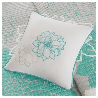 Cheap 🎁 Madison Park Jane Floral Quilted Coverlet Set - 6pc Gray/blush 🛒 6 Cheap 🎁 Madison Park Jane Floral Quilted Coverlet Set - 6pc Gray/blush 🛒 - Image 4