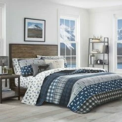 Hot Sale 😀 Creek Plaid Reversible Quilt Set Blue - Eddie Bauer 🔔 -Quilts Online Shop unnamed file 4040