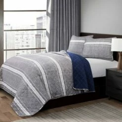 Discount 🎁 Lush Decor Gray Marlton Stripe Quilt Set - Lush Décor 🎁 -Quilts Online Shop unnamed file 4066