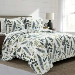 Promo 🔔 Lush Decor Devonia Reversible Oversized Cotton Quilt Set White/Green - Lush Décor ⭐ -Quilts Online Shop unnamed file 4075