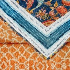 Brand new 👍 Peacock Garden Quilt & Sham Set Blue/Orange - Dena Home ✔️ -Quilts Online Shop unnamed file 4123