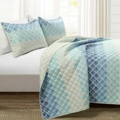 Promo β Lush Decor 3pc Medallion Ombre Quilt & Sham Set - Lush DΓ©cor Blue/navy β€οΈ