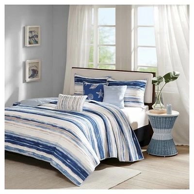 Budget ๐ Madison Park Fairbanks Beach Striped Quilted Coverlet Set Blue - 6pc โญ 8 Budget ๐ Madison Park Fairbanks Beach Striped Quilted Coverlet Set Blue - 6pc โญ - Image 6