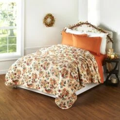 Outlet 👍 The Lakeside Collection Lakeside Autumn Floral Quilt - Decorative Farmhouse Bedspread Bed Blanket 🎉 -Quilts Online Shop unnamed file 4160