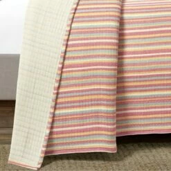Cheapest 🌟 Lush Decor Tracy Stripe Kantha Pick Stitch Yarn Dyed Cotton Woven Quilt/Coverlet Set - Lush Décor Rust/yellow 🔔 -Quilts Online Shop unnamed file 4301