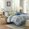 New ⭐ Madison Park Blue Menara Quilted Coverlet Set 6pc 😀