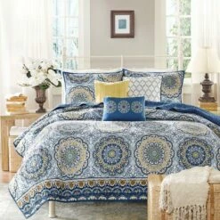 New ⭐ Madison Park Blue Menara Quilted Coverlet Set 6pc 😀 -Quilts Online Shop unnamed file 4411