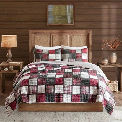 Cheap ✨ Woolrich Tulsa Oversized Plaid Print Cotton Quilt Set Red/gray 🛒 3 Cheap ✨ Woolrich Tulsa Oversized Plaid Print Cotton Quilt Set Red/gray 🛒