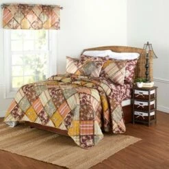 Outlet 👏 The Lakeside Collection Lakeside Harvest Ragged Patchwork Quilt - Farmhouse Accent Blanket ✔️ -Quilts Online Shop unnamed file 447