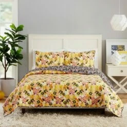 Best Sale 🎉 Sunny Garden Quilt & Sham Set Yellow/Pink/Black - Teresa Chan for Makers Collective ✨ -Quilts Online Shop unnamed file 4476