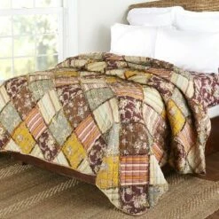 Outlet 👏 The Lakeside Collection Lakeside Harvest Ragged Patchwork Quilt - Farmhouse Accent Blanket ✔️ -Quilts Online Shop unnamed file 448
