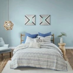 Best deal 🎁 Urban Habitat Blue Sydney Cotton Reversible Coverlet Set -7pc 👏 -Quilts Online Shop unnamed file 4516