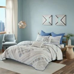 Best deal 🎁 Urban Habitat Blue Sydney Cotton Reversible Coverlet Set -7pc 👏 -Quilts Online Shop unnamed file 4526