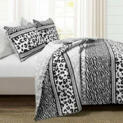 New 😍 Lush Decor 3pc Animal Global Quilt Set Black/White - Lush Décor ❤️