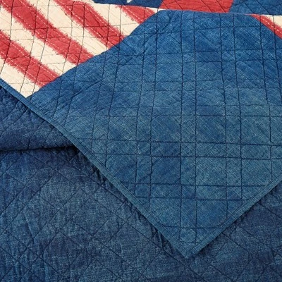 Promo 🤩 3pc Americana Patch Quilt Set Blue/Red - Modern Heirloom ✨ 8 Promo 🤩 3pc Americana Patch Quilt Set Blue/Red - Modern Heirloom ✨ - Image 6