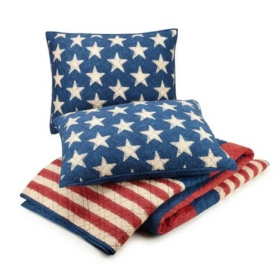 Promo 🤩 3pc Americana Patch Quilt Set Blue/Red - Modern Heirloom ✨ 10 Promo 🤩 3pc Americana Patch Quilt Set Blue/Red - Modern Heirloom ✨ - Image 8