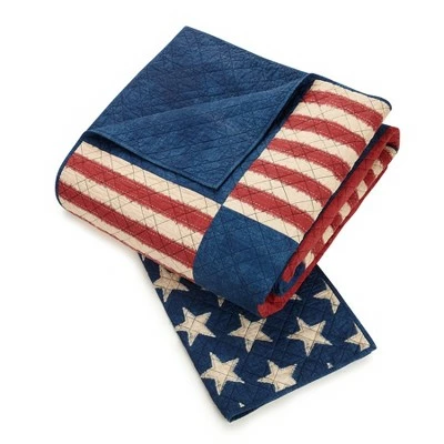 Promo 🤩 3pc Americana Patch Quilt Set Blue/Red - Modern Heirloom ✨ 11 Promo 🤩 3pc Americana Patch Quilt Set Blue/Red - Modern Heirloom ✨ - Image 9