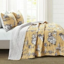 Best Sale β¨ Lush Decor French Country Toile Cotton Reversible Quilt - Lush DΓ©cor Yellow/white β¨