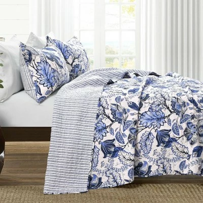 New ⌛ Lush Decor Lush Décor Cynthia Jacobean Quilt & Sham Set Blue 🔥 3 New ⌛ Lush Decor Lush Décor Cynthia Jacobean Quilt & Sham Set Blue 🔥