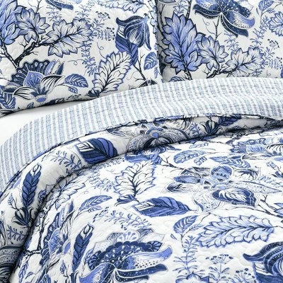 New ⌛ Lush Decor Lush Décor Cynthia Jacobean Quilt & Sham Set Blue 🔥 4 New ⌛ Lush Decor Lush Décor Cynthia Jacobean Quilt & Sham Set Blue 🔥 - Image 2