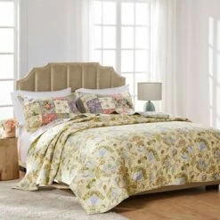 Deals 🌟 Greenland Home Fashions Greenland Home Fashion Blooming Prairie Quilt & Sham Bonus Set 5-Piece, Multicolor 👏