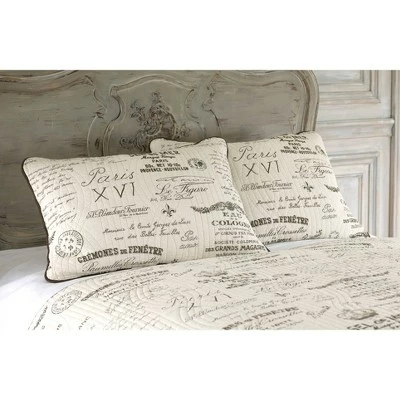 Promo 𧨠Gray&Cream Reversible Script Quilt Set 3 Piece - homthreads π― 4 Promo 𧨠Gray&Cream Reversible Script Quilt Set 3 Piece - homthreads π― - Image 2