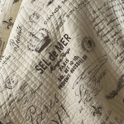 Promo 𧨠Gray&Cream Reversible Script Quilt Set 3 Piece - homthreads π― 5 Promo 𧨠Gray&Cream Reversible Script Quilt Set 3 Piece - homthreads π― - Image 3