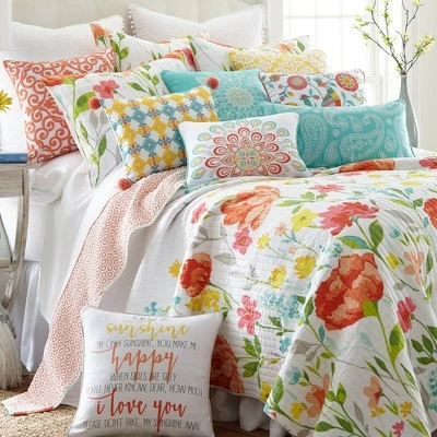 Coupon ❤️ Laurel Coral Quilt and Pillow Sham Set - Levtex Home ✨ 3 Coupon ❤️ Laurel Coral Quilt and Pillow Sham Set - Levtex Home ✨