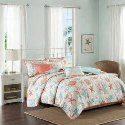 Best Sale 😍 Madison Park Coral Ocean View Printed Quilt Set 6pc ✨ -Quilts Online Shop unnamed file 4803