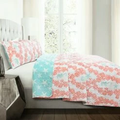 Brand new π€© Lush Decor Blue Dina Coral Quilt Set - Lush DΓ©cor π