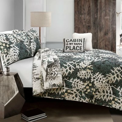 Budget 😍 Lush Decor 5pc Camouflage Leaves Reversible Quilt Set Green - Lush Décor 🎁 4 Budget 😍 Lush Decor 5pc Camouflage Leaves Reversible Quilt Set Green - Lush Décor 🎁 - Image 2
