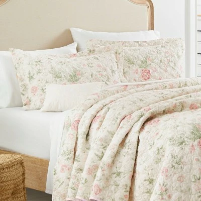 Buy ⭐ Laura Ashley Breezy Floral Quilt Sham Set Pink ⌛ 5 Buy ⭐ Laura Ashley Breezy Floral Quilt Sham Set Pink ⌛ - Image 3