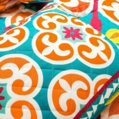 Best Pirce 🤩 Lush Decor Boho Floral Reversible Oversized Quilt & Sham Set Turquoise/Orange - Lush Décor 🧨 -Quilts Online Shop unnamed file 4977