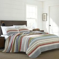 Cheapest 👏 Gray Stripe Salmon Ladder Quilt Set - Eddie Bauer® 😀