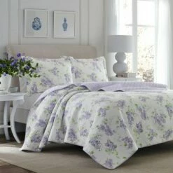 New 🧨 Keighley Reversible Quilt Set Purple - Laura Ashley 😀