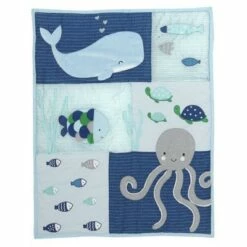 Buy 😍 Lambs & Ivy Oceania 6-Piece Baby Crib Bedding Set - Blue Ocean, Nautical, Aquatic, Whale, Octopus Theme 😍 -Quilts Online Shop unnamed file 59