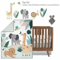 Flash Sale 😍 Lambs & Ivy Jungle Friends 5-piece Safari Animals Nursery Baby Crib Bedding Set ⭐