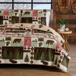 Best Pirce 👏 Great Bay Home Rustic Lodge Printed Reversible Quilt Set ✔️ -Quilts Online Shop unnamed file 751