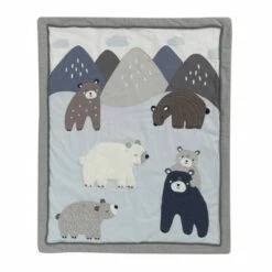 Best deal 🎉 Lambs & Ivy Signature Montana 5-Piece Baby Crib Bedding Set - Blue,Grey,Brown Bears and Mountains 👏