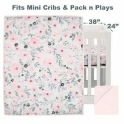 Best Pirce ๐ Bedtime Originals Blossom Pink Watercolor Floral 3-Piece Mini Crib Bedding Set ๐