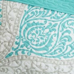 Deals 🧨 Intelligent Design Chelsea Damask Quilted Coverlet Set Aqua ✨ -Quilts Online Shop unnamed file 943